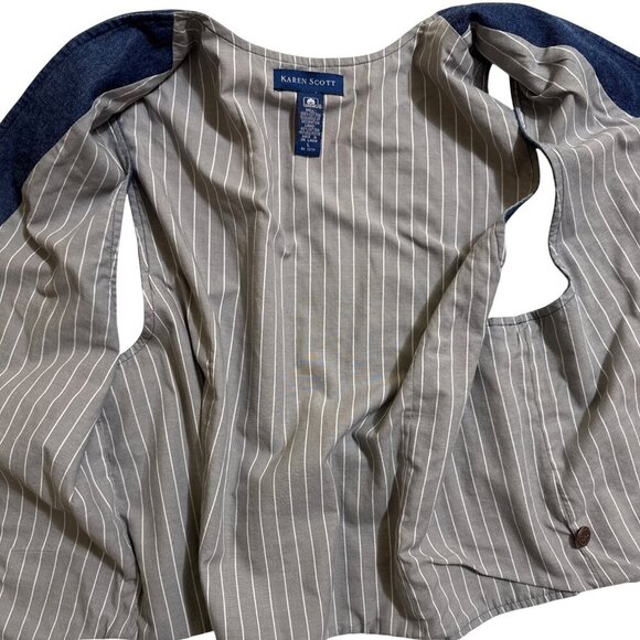 Karen Scott Women's Autumn Fall Vest Denim Harvest Pumpkins Flowers Size Large - Picture 9 of 11